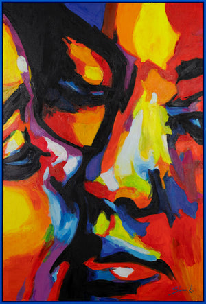 Modern acrylic painting with frame "Colors of Love" colorful abstract art