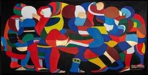 Colorful abstract art with frame "Dances of colors and shapes"