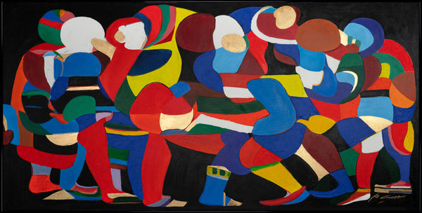 Colorful abstract art with frame "Dances of colors and shapes"