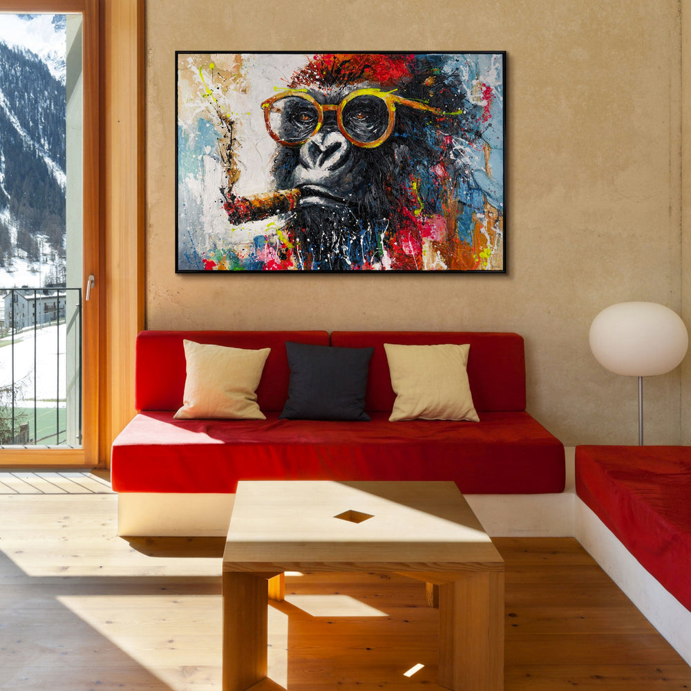 Moderne Kunst im Wohnzimmer – Affe als stilvoller Eyecatcher