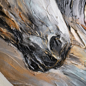 Detail Pferdekopf Acryl – strukturierte Pinselstriche auf moderner Leinwand