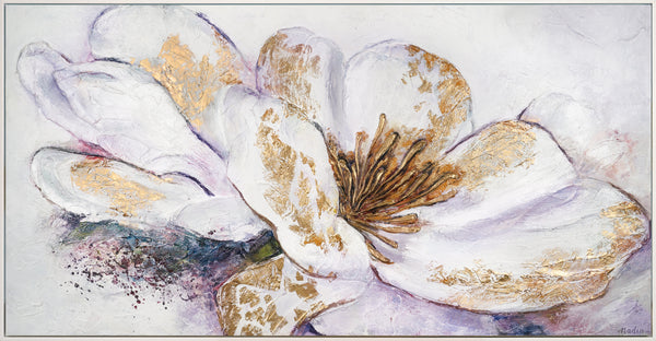 Framed floral wall decor "Golden peony"