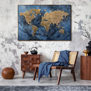 Glow in the dark wall art with frame "Magic map"