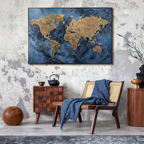 Glow in the dark wall art with frame "Magic map"