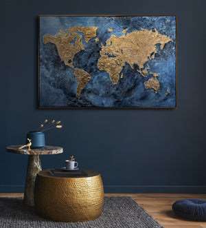 Glow in the dark wall art with frame "Magic map"
