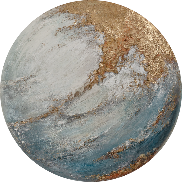 Modern Abstract Wall Art "Ephyria" – Glow-in-the-Dark Textured Round Canvas