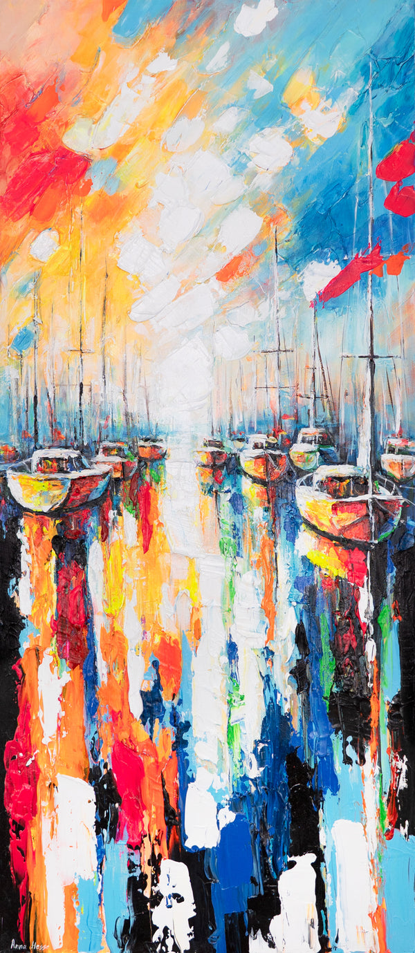 "Harmony of the Sea" Acrylic Art Painting – Colorful Maritime Wall Art 115x50cm