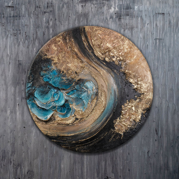 runde leinwand kunst, struktur acryl wandbild