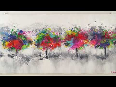 Art deco painting with frame "Colorful forest"