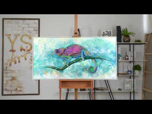 Picture Modern Art "Iguana" unusual wall decoration with frame