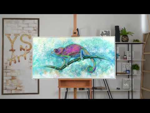 Picture Modern Art "Iguana" unusual wall decoration with frame