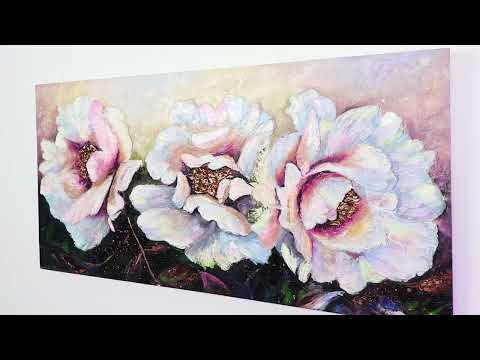Large framed floral painting "Peonies II"
