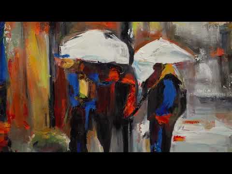 Hand-Painted Canvas Art with Urban Scene – "Urban Atmosphere"