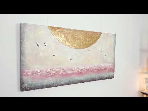 Textured canvas wall art with frame "Energy of sun"