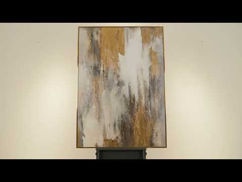 Hand-Painted Canvas Art "Gentle Flow of Time" – Acrylic Art in Gold and Gray