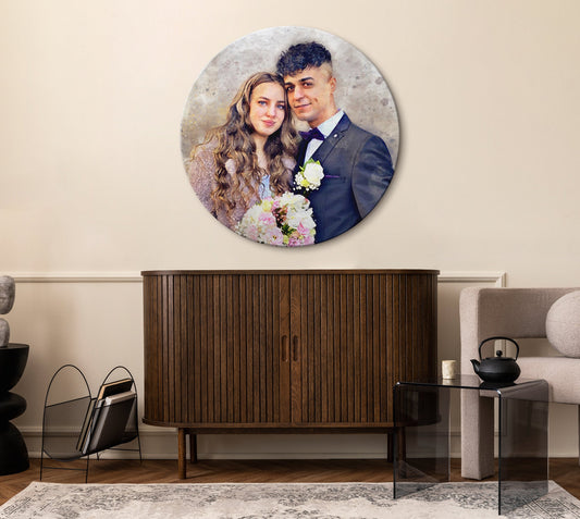 Round hand-painted portrait