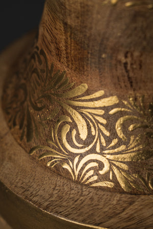 Handmade wooden vase with gold pattern – Exclusive interior decor