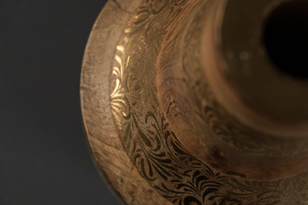 Handmade wooden vase with gold pattern – Exclusive interior decor