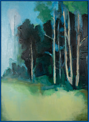 Acrylbild Landschaft Handgemalt Struktur Blau Grün