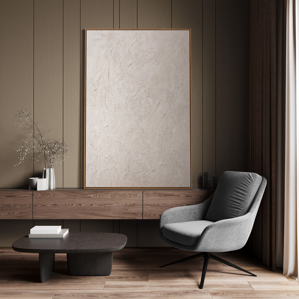 Modern Wall Decor Neutral – Abstract Painting Beige "The Whisper of Time"