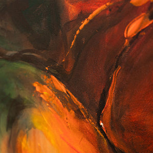 Hand-painted canvas picture in natural colors – Abstract painting with frame “Autumn Dance”