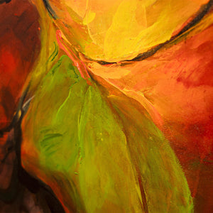 Hand-painted canvas picture in natural colors – Abstract painting with frame “Autumn Dance”