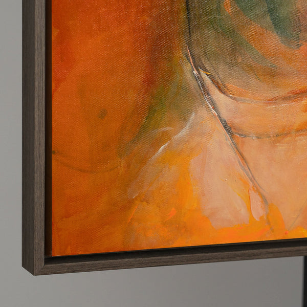 Hand-painted canvas picture in natural colors – Abstract painting with frame “Autumn Dance”