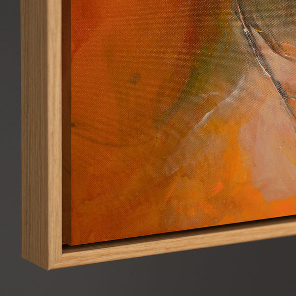 Hand-painted canvas picture in natural colors – Abstract painting with frame “Autumn Dance”