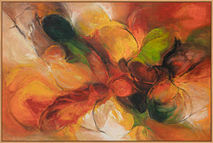 Hand-painted canvas picture in natural colors – Abstract painting with frame “Autumn Dance”