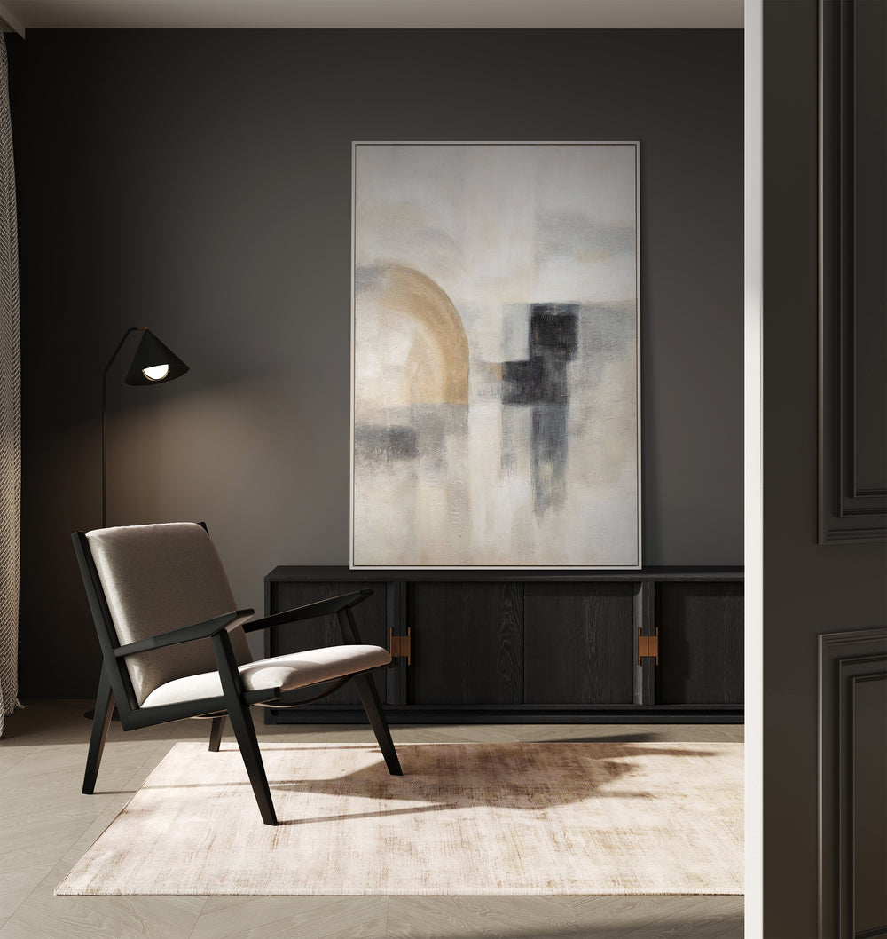 Hand-painted wall art "Ghostly Light" – Textured modern painting with frame