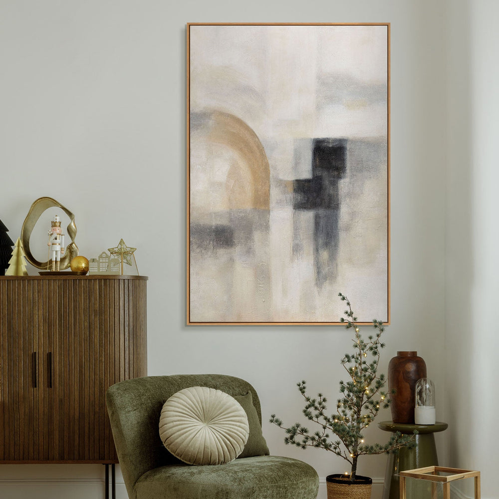 Hand-painted wall art "Ghostly Light" – Textured modern painting with frame
