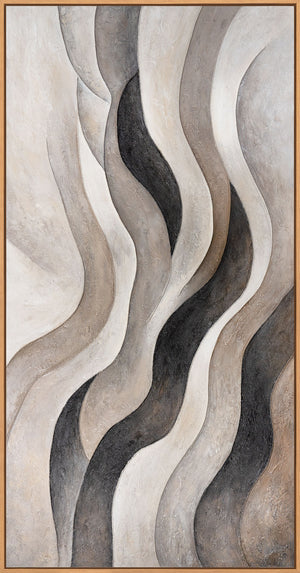 Acrylic painting with texture – Elegant abstract art in beige & grey “Sandwaves”