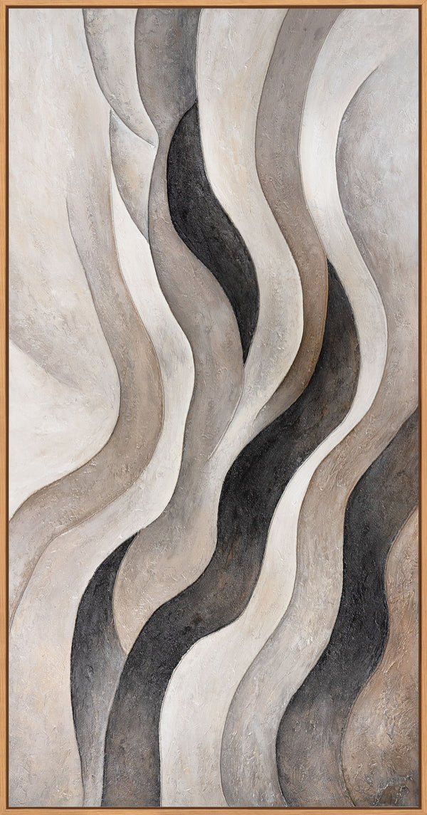 Acrylic painting with texture – Elegant abstract art in beige & grey “Sandwaves”