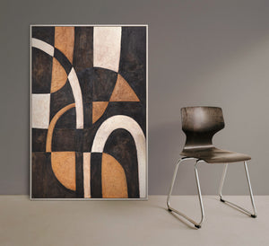 Hand-Painted Geometric Wall Art – Acrylic Painting "Harmony of Curves"