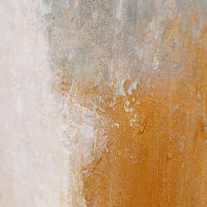 Abstract painting with frame - Modern wall art in beige, blue, and gold "Light transitions"