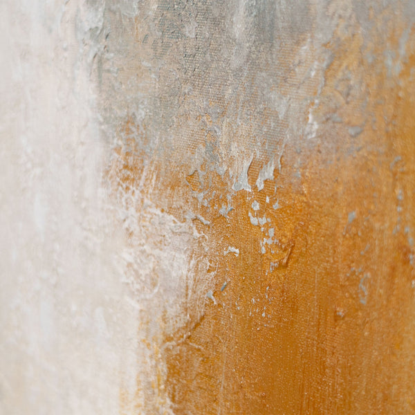 Abstraktes Leinwandbild mit geometrischen Bögen in Beige