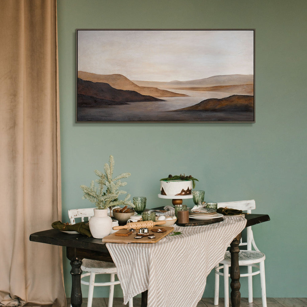 Modern framed canvas print "Gentle Sunrise" – Abstract art in earth tones