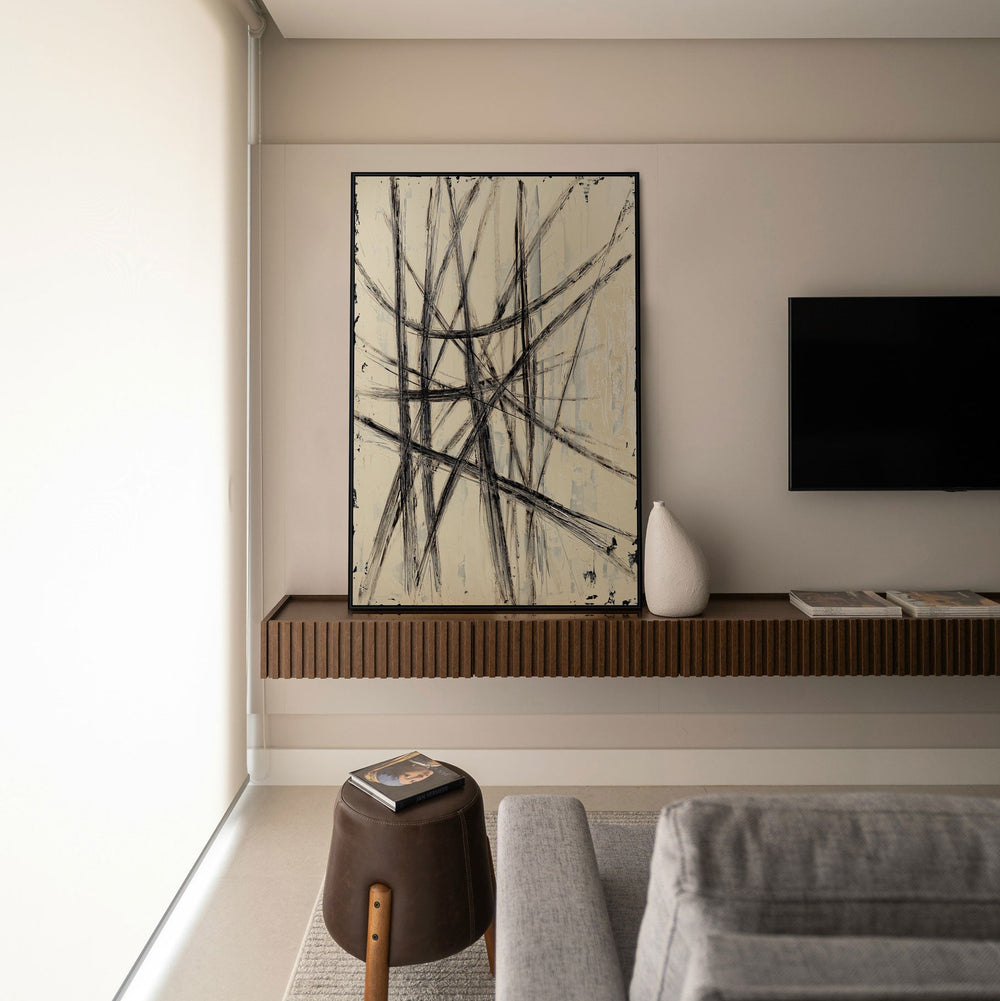 Hand-painted canvas picture "Parallels and Intersections" – Abstract modern wall decoration