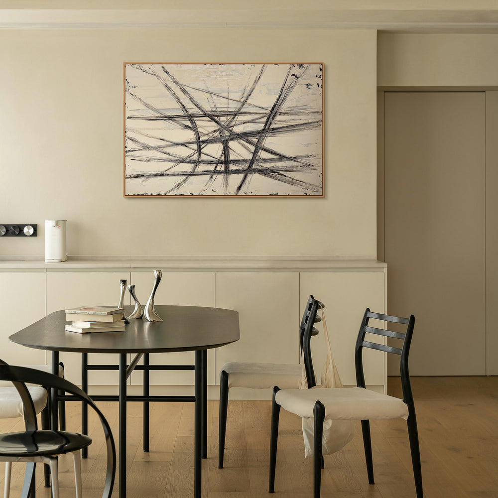 Modern acrylic painting Lines & Contrasts – Abstract wall art “Parallels and Intersections”