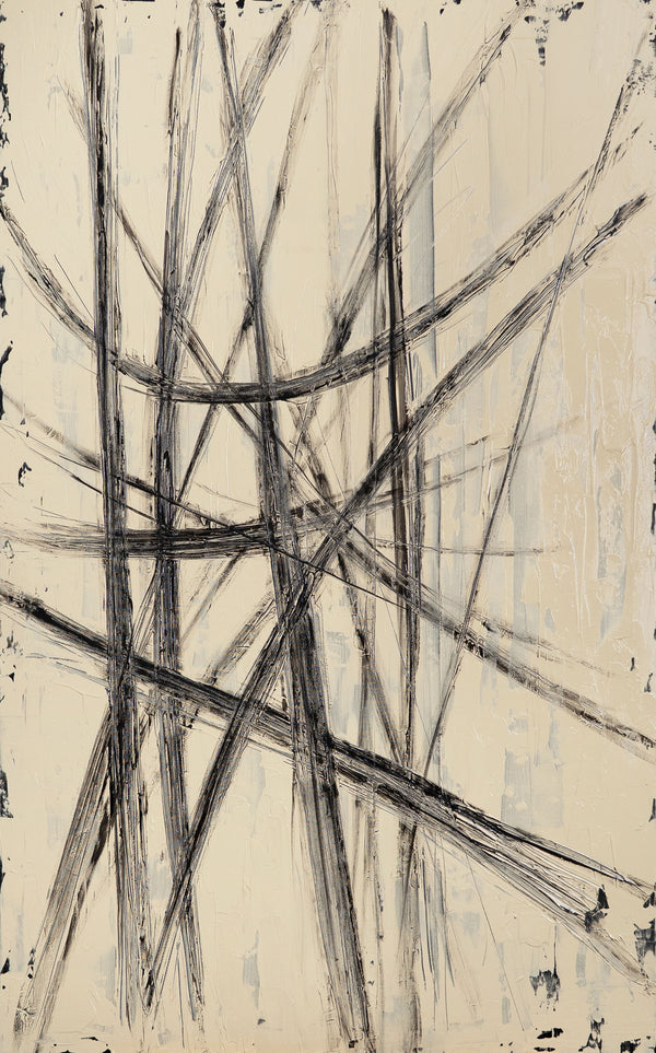 Handgemaltes Leinwandbild „Parallelen und Schnittpunkte“ – Abstrakte moderne Wanddeko