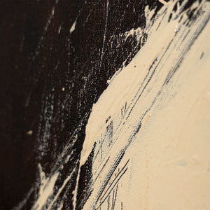 Abstraktes Acrylbild „Stille dazwischen“ – Handgemalte abstrakte Kunst in Beige und Schwarz