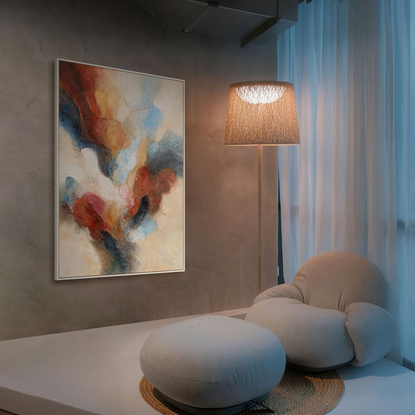 Abstraktes Gemälde mit Rahmen „Musik in Farbe“ – Handgemalte Kunst auf Leinwand