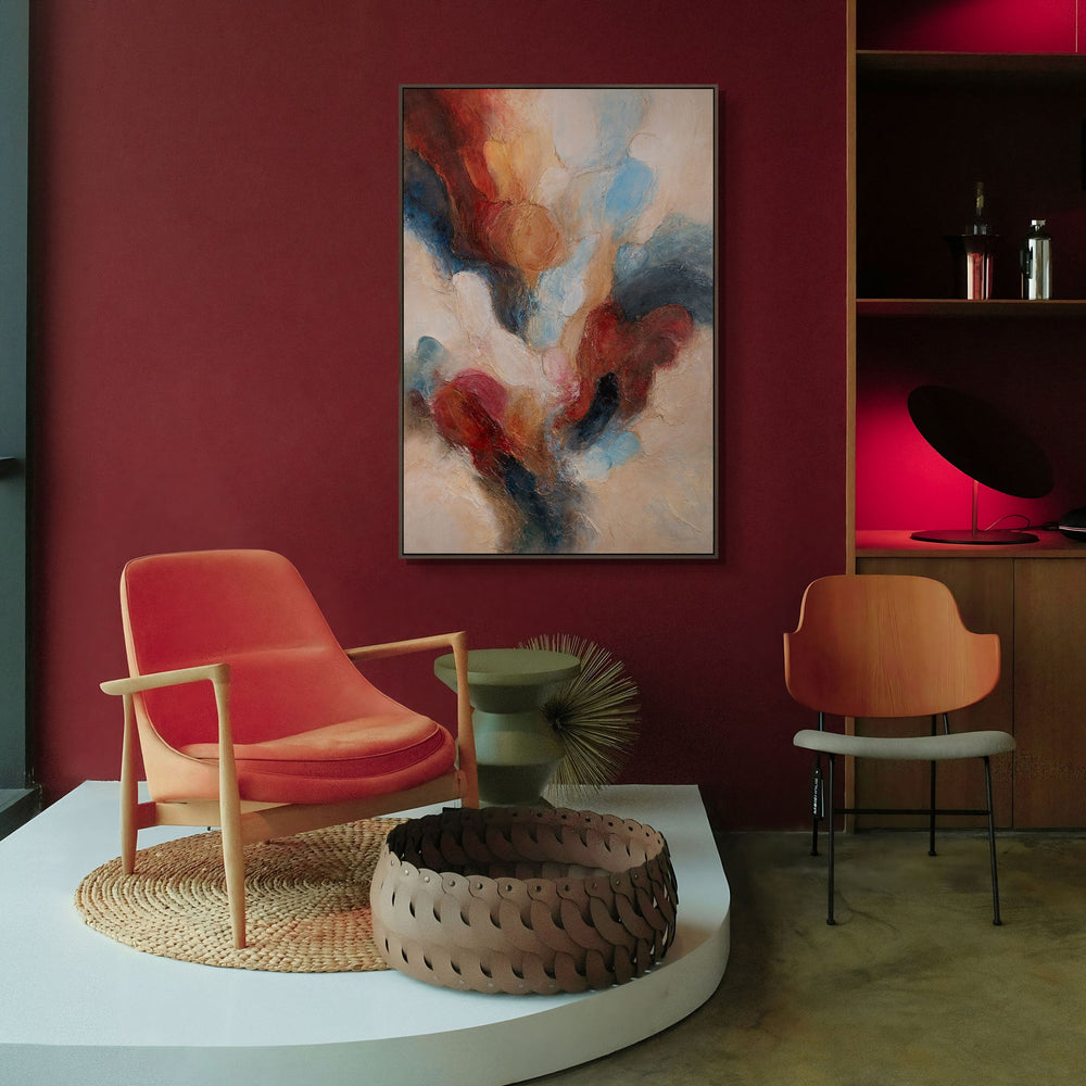 Abstraktes Gemälde mit Rahmen „Musik in Farbe“ – Handgemalte Kunst auf Leinwand