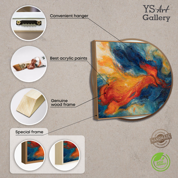 Produktübersicht eines abstrakten Leinwandbildes mit intensiven Farben und Materialdetails