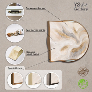 Abstraktes Leinwandbild mit sanfter Bewegung und goldenen Akzenten