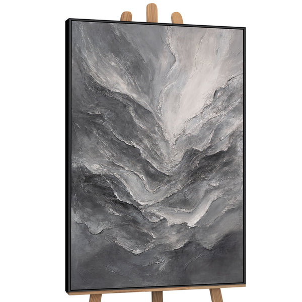 Handgemaltes Acrylbild mit Rahmen „Erinnerung der Felsen“ – Moderne Wandkunst auf Leinwand