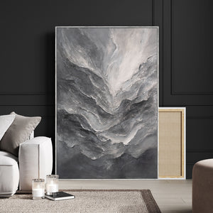 Handgemaltes Acrylbild mit Rahmen „Erinnerung der Felsen“ – Moderne Wandkunst auf Leinwand