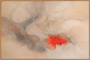 Moderne abstrakte Wandkunst in einem minimalistischen Wohnzimmer