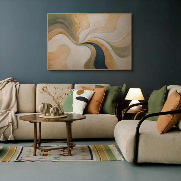 Abstraktes Wandbild in modernem Stil mit feiner Struktur und ruhiger Farbpalette