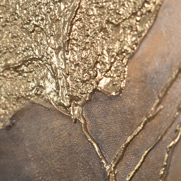 Handgemaltes Gemälde „Leuchten in den Wolken“ – Elegantes Acrylgemälde mit Goldakzenten